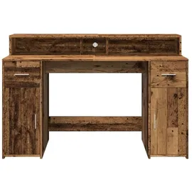 vidaXL Schreibtisch LED Altholz-Optik / Braun