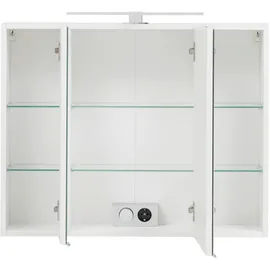 Held Spiegelschrank Held Möbel Kopenhagen, Weiß, Metall, 6 Fächer, 80x64x20 cm, Made in Germany, Badezimmer, Badezimmerspiegel, Spiegelschränke