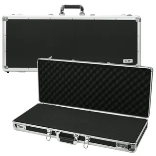 HMF 14444-02 Alu Waffenkoffer, Gewehrkoffer, Zahlenschloss, Rasterschaumstoff, 82 x 36 x 12 cm Schwarz