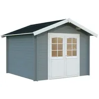 Palmako Gartenhaus Lotta 7,3 m2 - 28 mm hellgrau/weiß