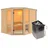 Karibu Sauna Amelia 3 inkl. 9 kW Ofen + int. Steuerung ohne Dachkranz
