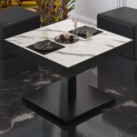GGM Möbel Bistro Loungetisch Weiß Marmor 70 x 70 x 41 cm