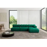 altdecor Ecksofa Razon-L2 Samt L-Form 2-Sitzer Dunkelgrün