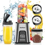 Smoothie Mixer, Apritsce 800W Standmixer Smoothie Maker, Blender Elektrisch mit 2 Flasche und 300ML Mahlbecher, Smoothie Maker to go für Smoothies, Shakes, Gesunde Getränke