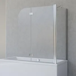 Schulte Duschabtrennung für Badewanne Angle, 2-teilig mit Seitenwand, Profilfarbe Chromoptik, 5 mm Sicherheitglas Klar hell, Faltwand: 112 x 142 cm, Glas: 112x142 2 tlg - Breite: Höhe: