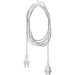 Kabel mit E27 Lampenfassung - für Lampenschirme/Hängeleuchten - für Innen/Außen - 2,5m - weiß