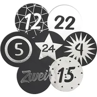 Frau WUNDERVoll® 48 Adventskalenderzahlen AUFKLEBER für 2 Kalender schwarz matt,silber, Durchmesser 4 cm (Angebot) / Sticker, Weihnachten, Adventskalender, DIY Kal...