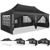 COBIZI Faltpavillon 3x6 wasserdicht stabil Pop Up Pavillon Faltbar Gartenzelt Partyzelt mit 6 Seitenteilen und Fenstern UV-Schutz
