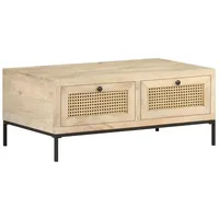 VidaXL Couchtisch 90x50x37 cm Mango Massivholz und Rohrgeflecht