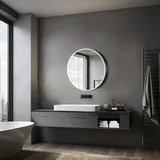 Talos Badezimmerspiegelschrank »Talos Black Nova Ø80 cm schwarz - Spiegelschrank Bad mit 2 Ablageflächen - Aluminium - Rückwand verspiegelt