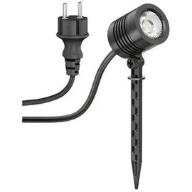 ledscom.de Kleiner LED Gartenstrahler TARL für außen, IP65, Stecker, schwarz, 4,3 W, 340lm, warmweiß, Gartenleuchten, Außenstrahler, Außenbeleuchtung, Gartenlampe, Pflanzenstrahler