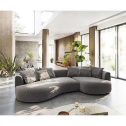 DELIFE Sofa Edina 330x170 cm Bouclé Silbergrau, Big Sofas