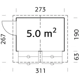 Palmako Stella 2,73 x 1,9 m natur/grau