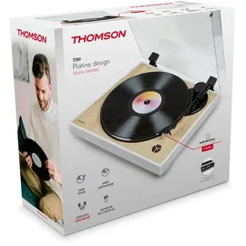 Thomson TT301 Plattenspieler Weiß und Holz