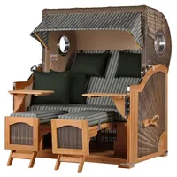 Bene living Strandkorb Komplettset Ammersee Grande XL Teak Bullauge
