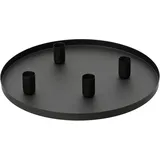 Kaemingk Tablett Schwarz mit 4 Magnet-Stabkerzenhaltern Ø30 cm Ø Metall