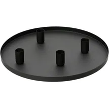 Kaemingk Tablett Schwarz mit 4 Magnet-Stabkerzenhaltern Ø30 cm Ø Metall
