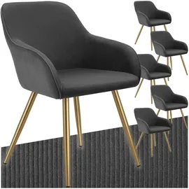 Tectake tectake® Esszimmerstuhl, gepolstert, in Cordoptik, robuste Stahlbeine, 58 x 62 x 82 cm