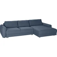 TRENDMANUFAKTUR Ecksofa »0, L-Form«, wahlweise mit Bettfunktion und Bettkasten, Tiefe Sitzfläche blau