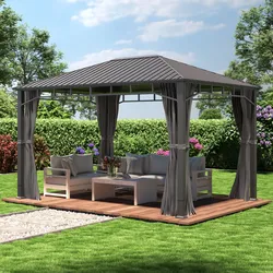 TOOLPORT Sunset 3x4 m Hardtop Gartenpavillon, inkl. 4 Seitenteile, loft grey - (300194)