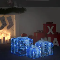 LED-Geschenkboxen 3 Stk. Weihnachtsdekoration Kaltweiß