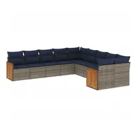vidaXL Gartensofa-Set mit Kissen, grau, Polyrattan