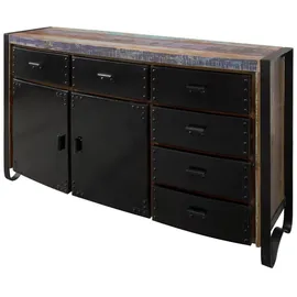 Massivmoebel24 Sideboard Altholz 148x43x90 mehrfarbig lackiert INDUSTRIAL 104