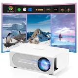 Mini Beamer, Mini Bluetooth Projektor Full HD 1080P, Tragbarer Outdoor Projektor für Heimkino für iOS,Android, Windows,Kompatibel mit TV Stick/HDMI/Smartphone/Spielkonsole/USB [Inkl. Fernbedienung]