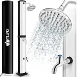 Tillvex - Solardusche 35L Schwarz/Silber inklusive Schutzhaube Gartendusche Pooldusche Camping Pool Solar Außen Dusche Regendusche