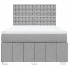 vidaXL Boxspringbett mit Matratze Hellgrau 140x200 cm Stoff