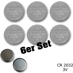6 Stück - Knopfzelle - CR2032 Batterie - 3V