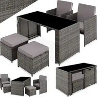 Tectake tectake® Rattan Sitzgruppe Palermo 2+2+1 1