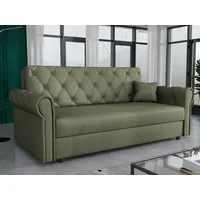 MIRJAN24 Schlafsofa Viva Roma IV, mit Bettkasten und Schlaffunktion, inkl. Kissen, Schwarz Metallfüße, Wellenfeder, 4 Sitzer grün