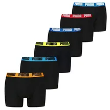 Puma Boxershorts Basic 6er Pack Schwarz/Blau/Rot/Orange L