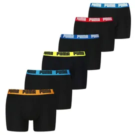 Puma Boxershorts Basic 6er Pack Schwarz/Blau/Rot/Orange L