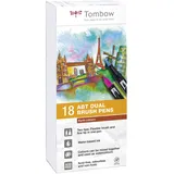 Tombow ABT-18P-3 Fasermaler Dual Brush Pen mit zwei Spitzen 18er Set, erdfarben
