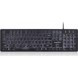 Perixx PERIBOARD-317 USB-Tastatur mit kabelgebunden, beleuchtet, Big Print Letter mit weiß beleuchteter LED, US-Layout, Schwarz