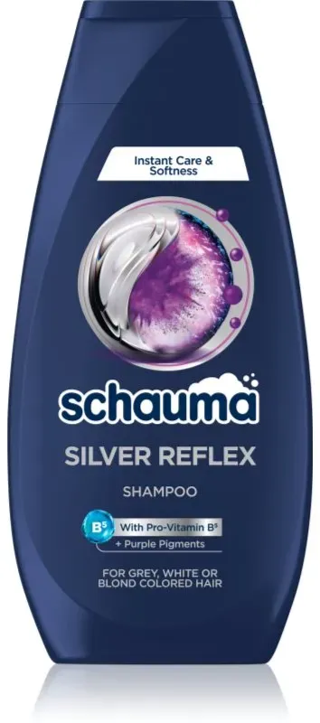 Schwarzkopf Schauma Silver Reflex Shampoo zum Neutralisieren von Gelbstich für blondiertes Haar oder kaltblonde Strähnchen 350 ml