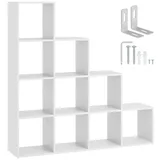Tectake tectake® Bücherregal, Talisa mit 10 offenen Fächern im Würfeldesign, rutschfeste Bodenschoner, 130 x 29 cm x 130 cm
