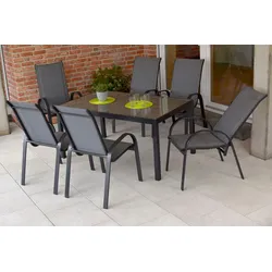 Garten-Essgruppe MERXX "Amalfi", silber (silber, grau), Polyester, Aluminium, Polyester, Sitzmöbel-Sets