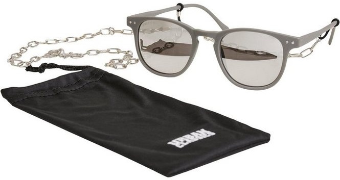 URBAN CLASSICS Sonnenbrille Urban Classics Unisex Sunglasses Arthur with Chain grau