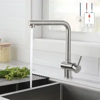 Auralum Niederdruck Armatur Küche, Küchenarmatur niederdruck, Niederdruck armatur mit Brause Zwei Wasserstrahlarten, Wasserhahn niederdruck 360° Drehbar für Boiler edelstahl