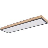 GLOBO Deckenleuchte Designleuchte Deckenlampe Wohnzimmerleuchte Küche, Holzoptik weiß opal graphit, 1x LED 24 Watt 1500 Lumen warmweiß, HxLxB 6,5x80x20 cm