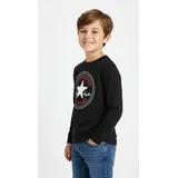 Converse Langarmshirt "CNVB CHUCK PATCH LS TEE", Jungen, Gr. 146/152 (158), schwarz, Sweatware, Obermaterial: 100% Baumwolle, bedruckt, unifarben, normal, Rundhals, eingesetzt abgesteppt, Shirts Langarmshirt, für Kinder