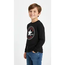 Converse Langarmshirt "CNVB CHUCK PATCH LS TEE", Jungen, Gr. 146/152 (158), schwarz, Sweatware, Obermaterial: 100% Baumwolle, bedruckt, unifarben, normal, Rundhals, eingesetzt abgesteppt, Shirts Langarmshirt, für Kinder