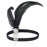 Duriya Damen 1920s Stirnband 20er Jahre Accessoires Kopfschmuck Gatsby Kostüm Accessoires Damen Flapper Feder Vintage Haarband Charleston für Karneval Fasching Art Deco Kostüm Weiß