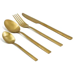 Festliches Besteckset in Gold - Goldenes Besteck aus Edelstahl Tafelbesteck 16-teilig