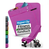 NirvanaShape Sporthandtuch Fitness-Handtuch mit Magnet-Clip, Mikrofaser Sporthandtuch, Microfaser, 2x Reißverschlusstaschen & Funktionaler Geräteüberzug, Ultra-Saugfähig rosa