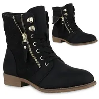 VAN HILL Damen Schnürstiefeletten in Schwarz