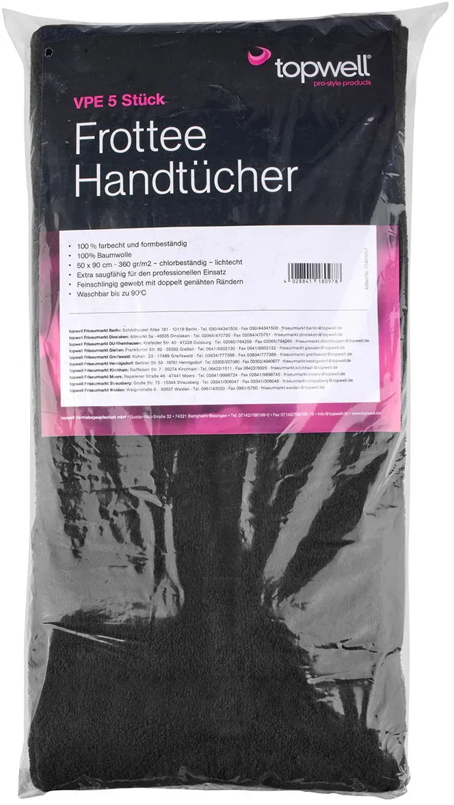 Topwell Frottee Handtücher Anthrazit 5 Stück Pro Packung
